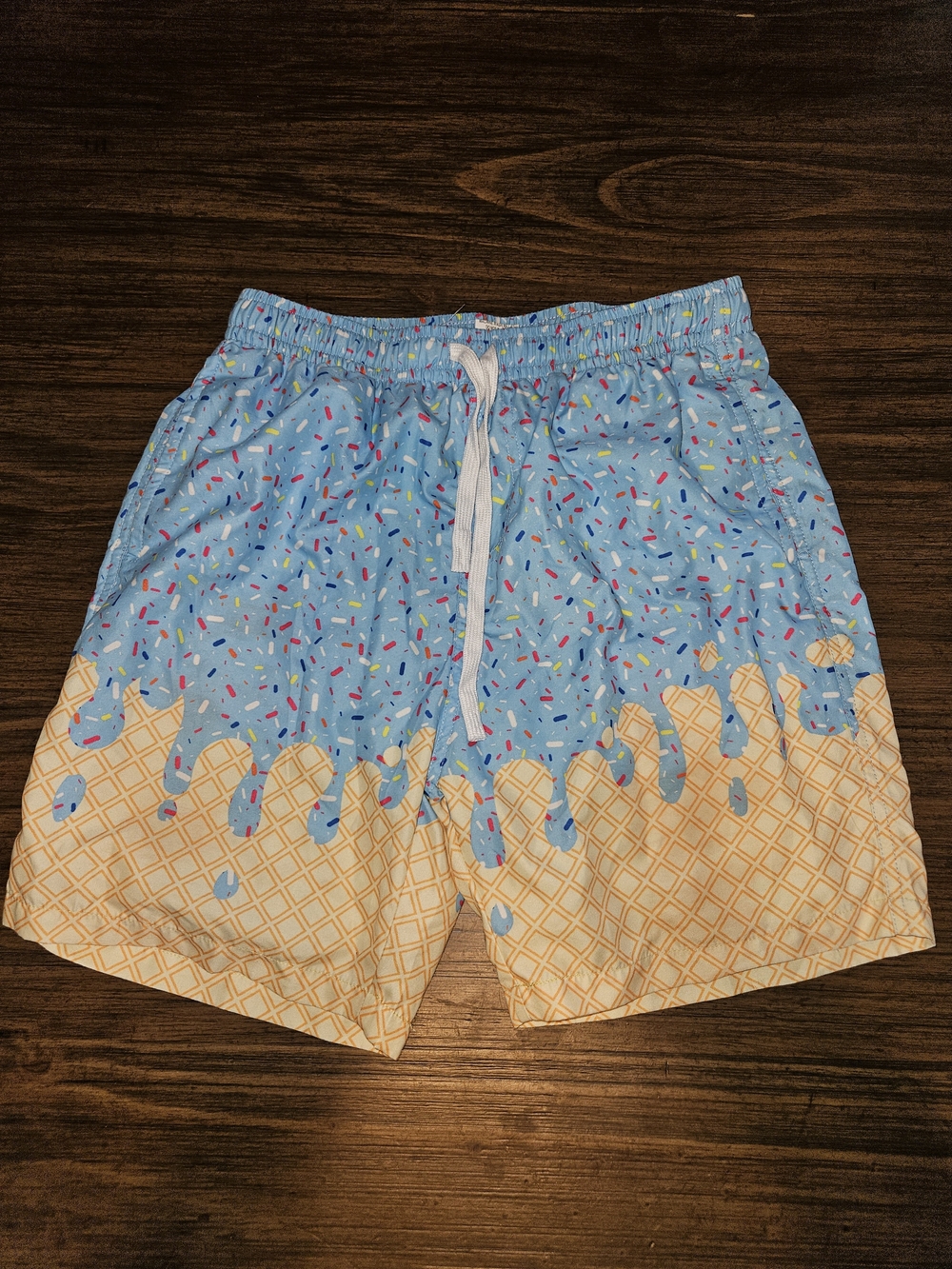 Source Unknown Blue & Cream Ice Cream Cone Print Kids Shorts